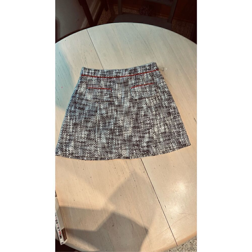STS SAIL TO SABLE  WOMENS BLACK WHITE TWEED SKIRT RED TRIM SZ 0